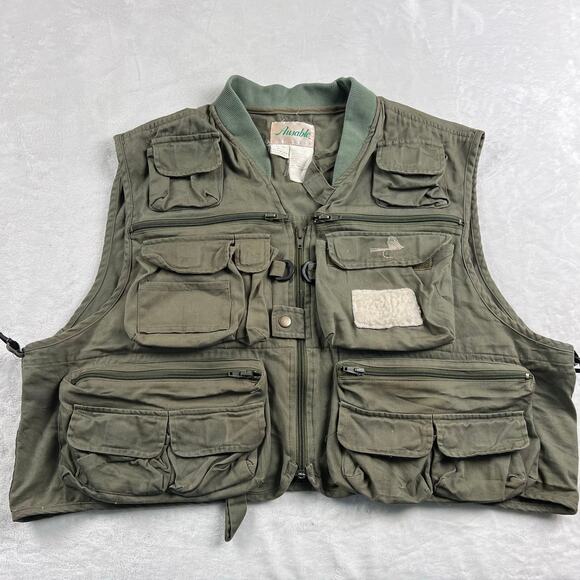 Ausable Vintage Green Fly Fishing Vest Size XL Full Zip Pockets Outdoor Sport - Picture 1 of 8